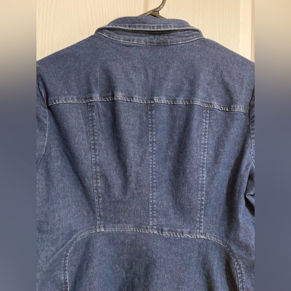 Nina Leonard Mini Buttoned Denim Jean Short Sleeve Blue Pockets Dress Size Large - Picture 8 of 9